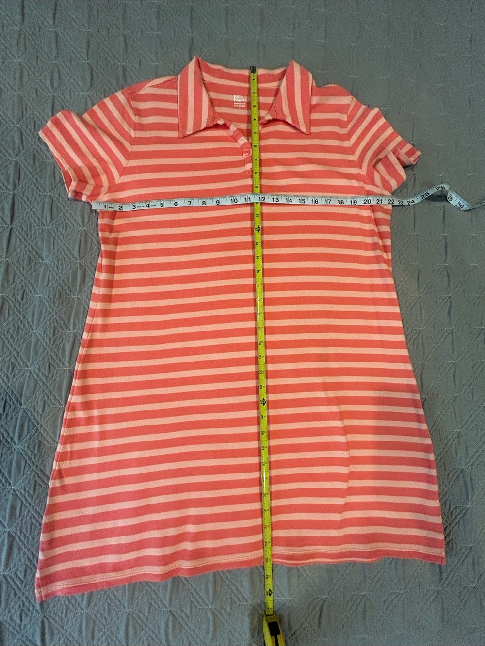 Kim Rogers Coral and Cream Striped Polo Midi Dress